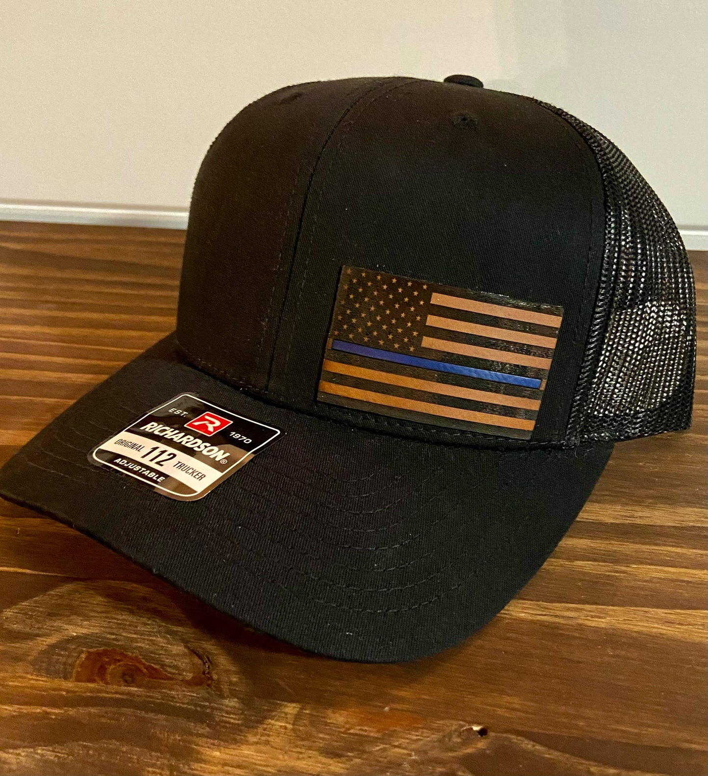 Thin Blue Line Leather Patch Hat